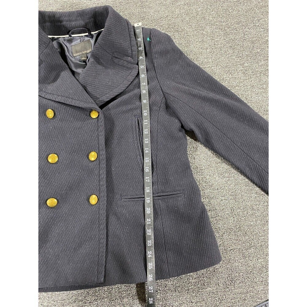 Banana Republic Jacket Womens Large Black Wool Blend Pea Coat Double Breasted - Picture 5 of 12